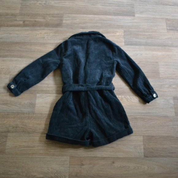 Zara Kid's Black Corduroy Collared Button Up Long Sleeve Romper Size 6 - Picture 5 of 6